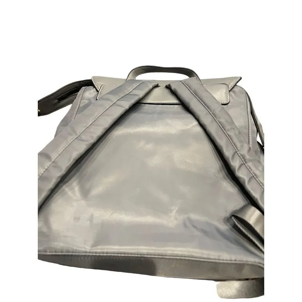 Backpack A New Day Light Gray Zip Top Faux Leather Commuter Adjustable Straps